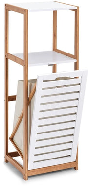Rack portatile con contenitore per sapone - bambù/MDF - naturale/bianco - 1 pezzo