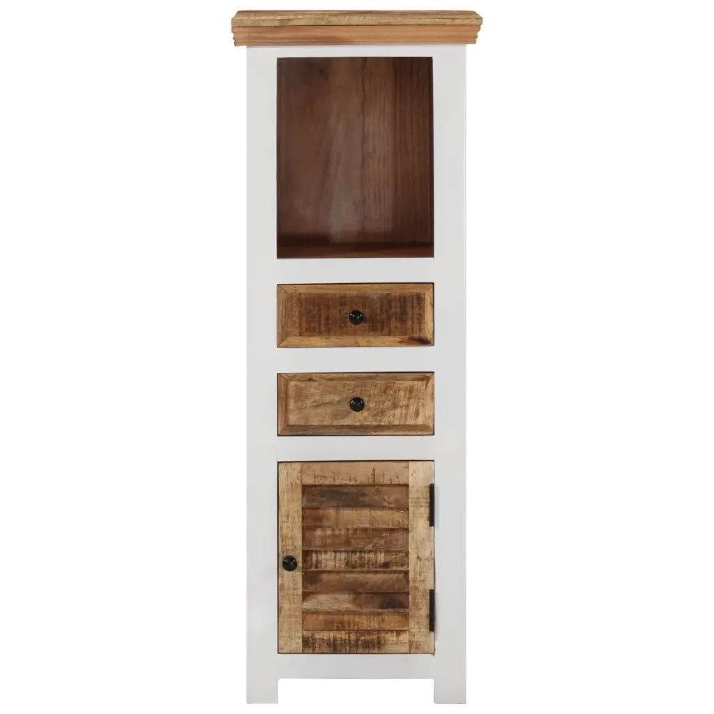 Credenza Bianca e Marrone 40x30x110 cm Legno di Mango e Acacia 338448