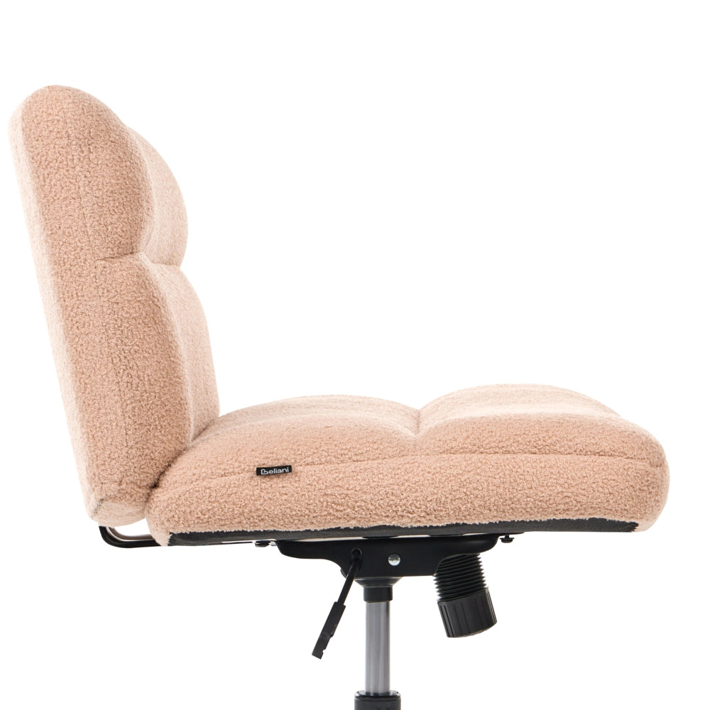 Sedia da scrivania per ufficio rosa pesca Boucle Teddy Rivestimento ampio senza braccioli Seduta pneumatica Base girevole Inclinabile