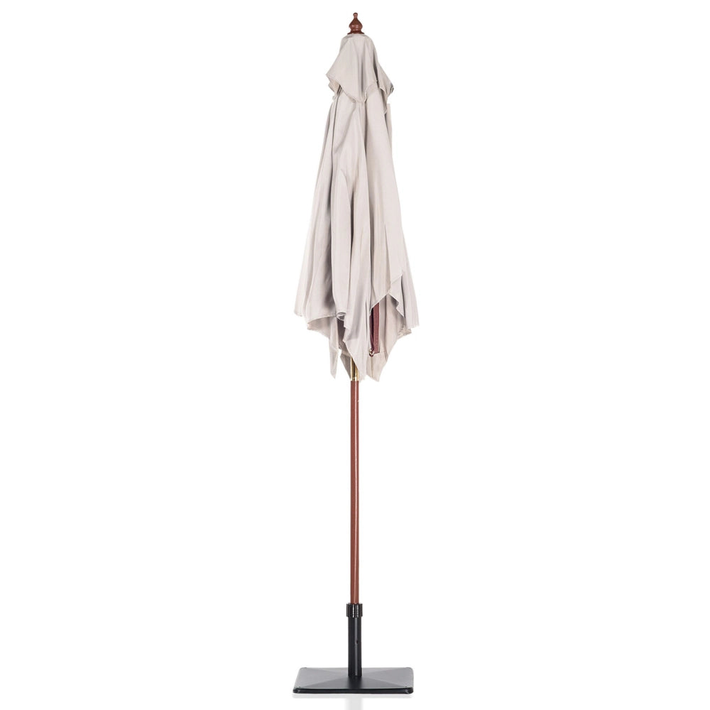 Ombrellone da giardino in tessuto beige legno di betulla 244 cm resistente agli agenti atmosferici