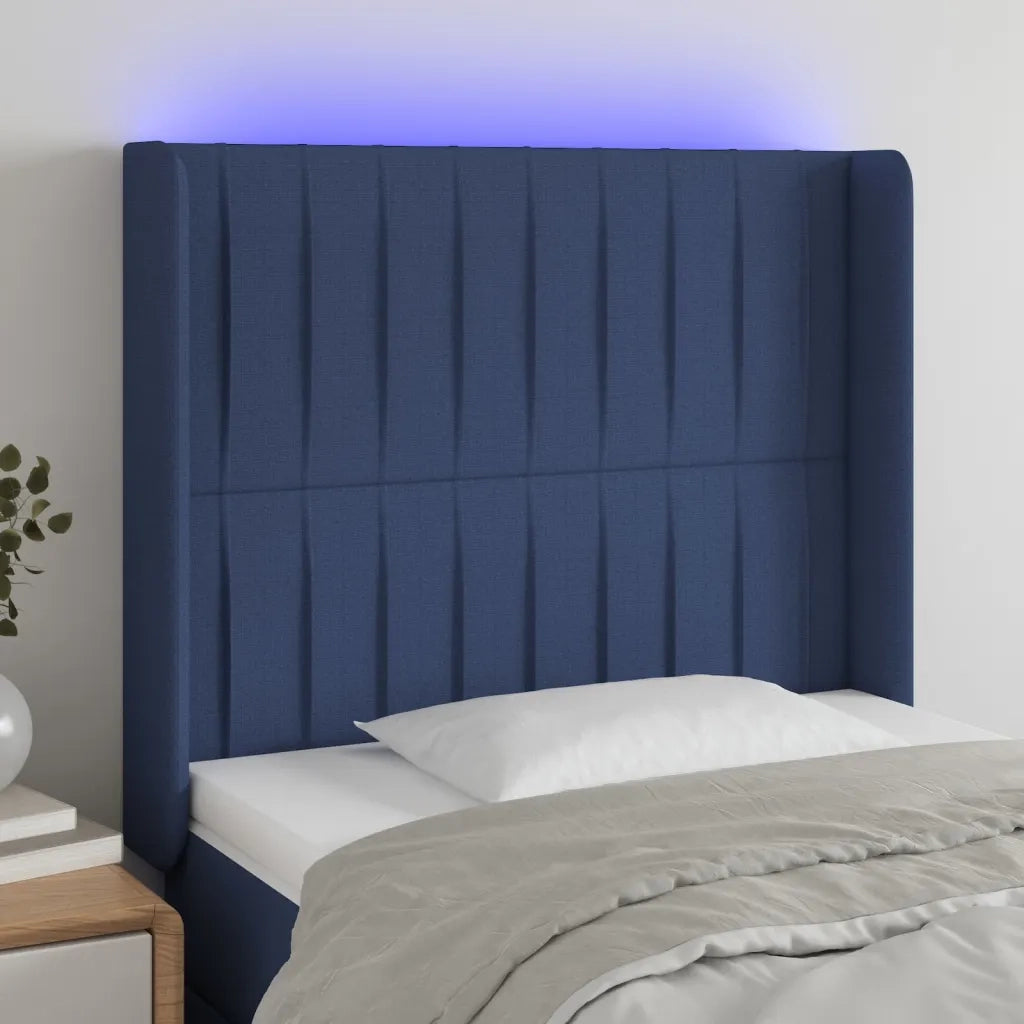 Testiera a LED-Testata con LED Blu 83x16x118/128 cm in Tessuto 148239