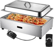 Buffet calda con funzione di riscaldamento elettrico - Tazza da buffet - Riscaldamento a vapore con manopola regolabile - Argento
