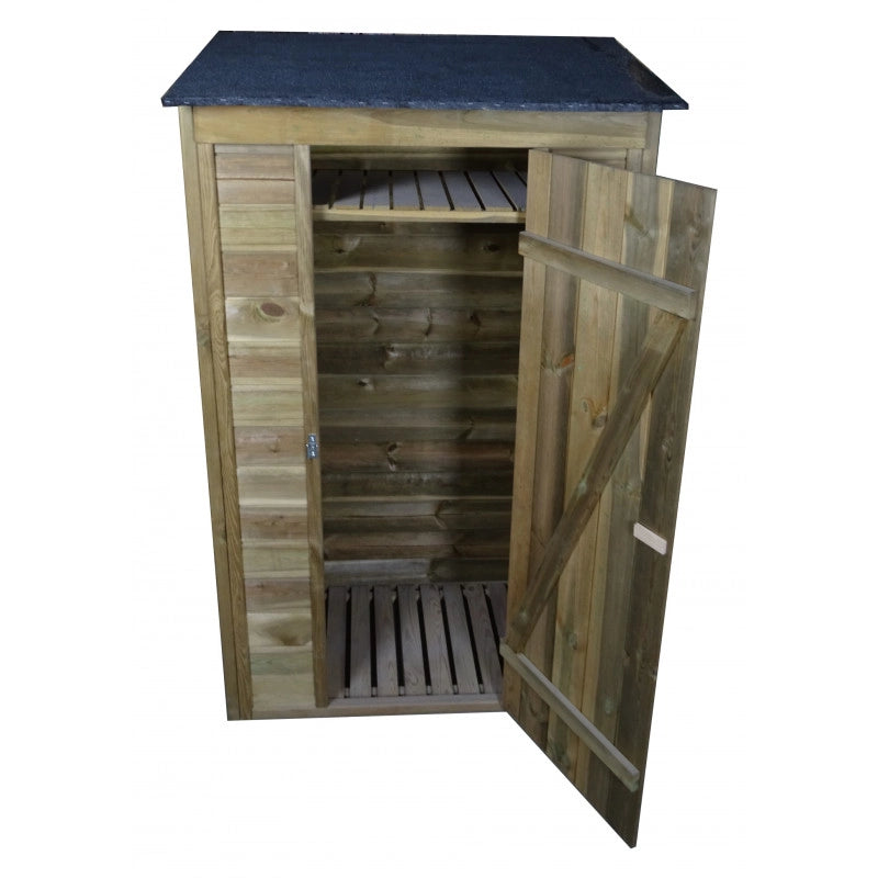 Armadio da giardino in legno trattato in autoclave 108x54 cm – con pavimento e anta singola – tetto bitumato – ARM1105A Foresta