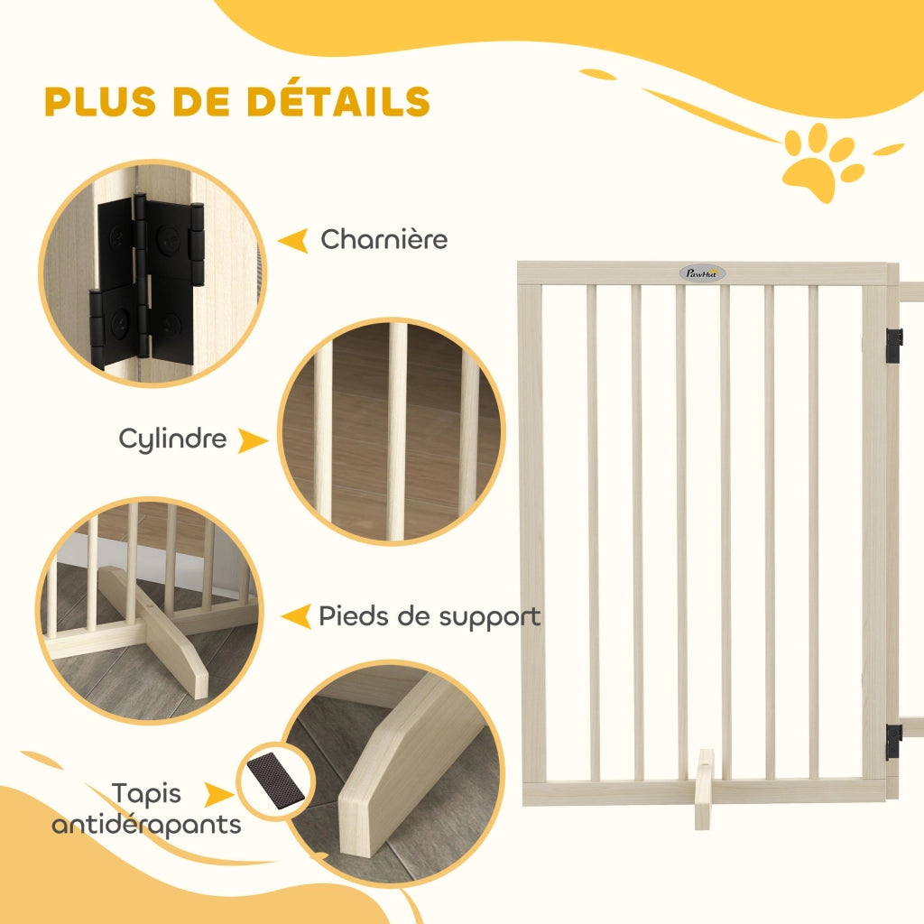 Cancello di sicurezza modulare pieghevole per animali domestici ¨C Xylo ¨C legno massello 206x35,5x76 cm