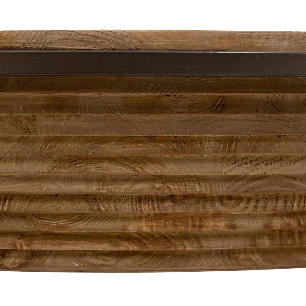 Tavolino in legno, metallo e vetro brown D102x46
