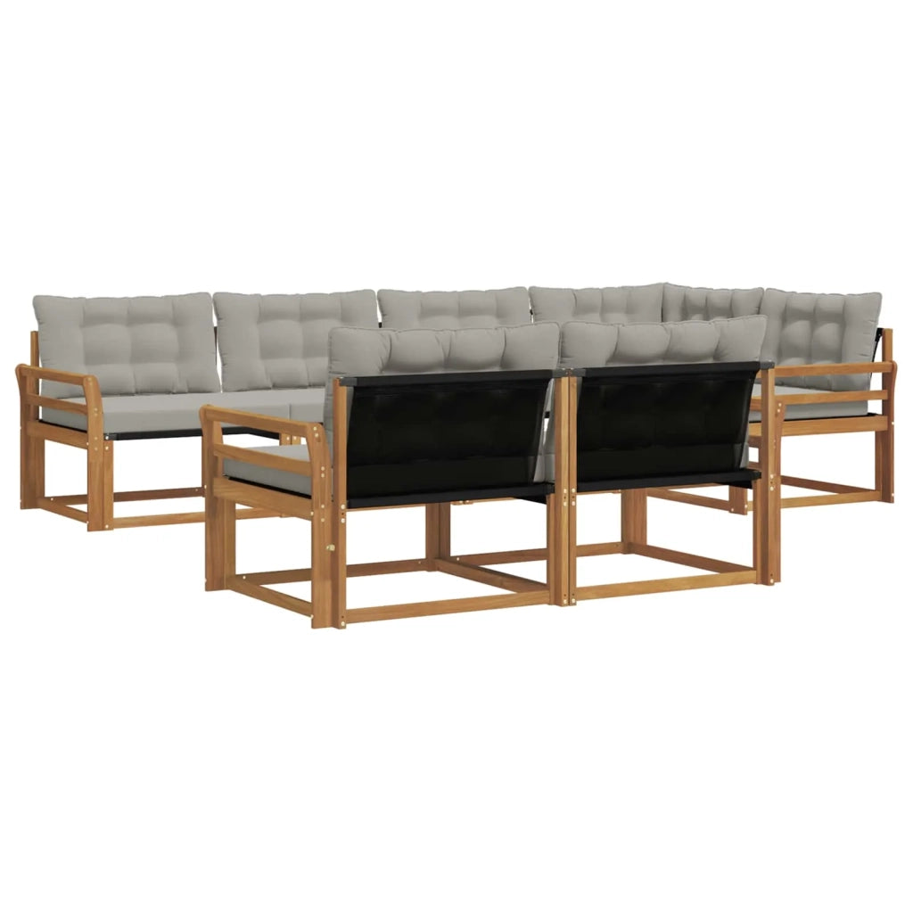 Set di divani da esterno 7 pcs Grigio Naturale e Chiaro