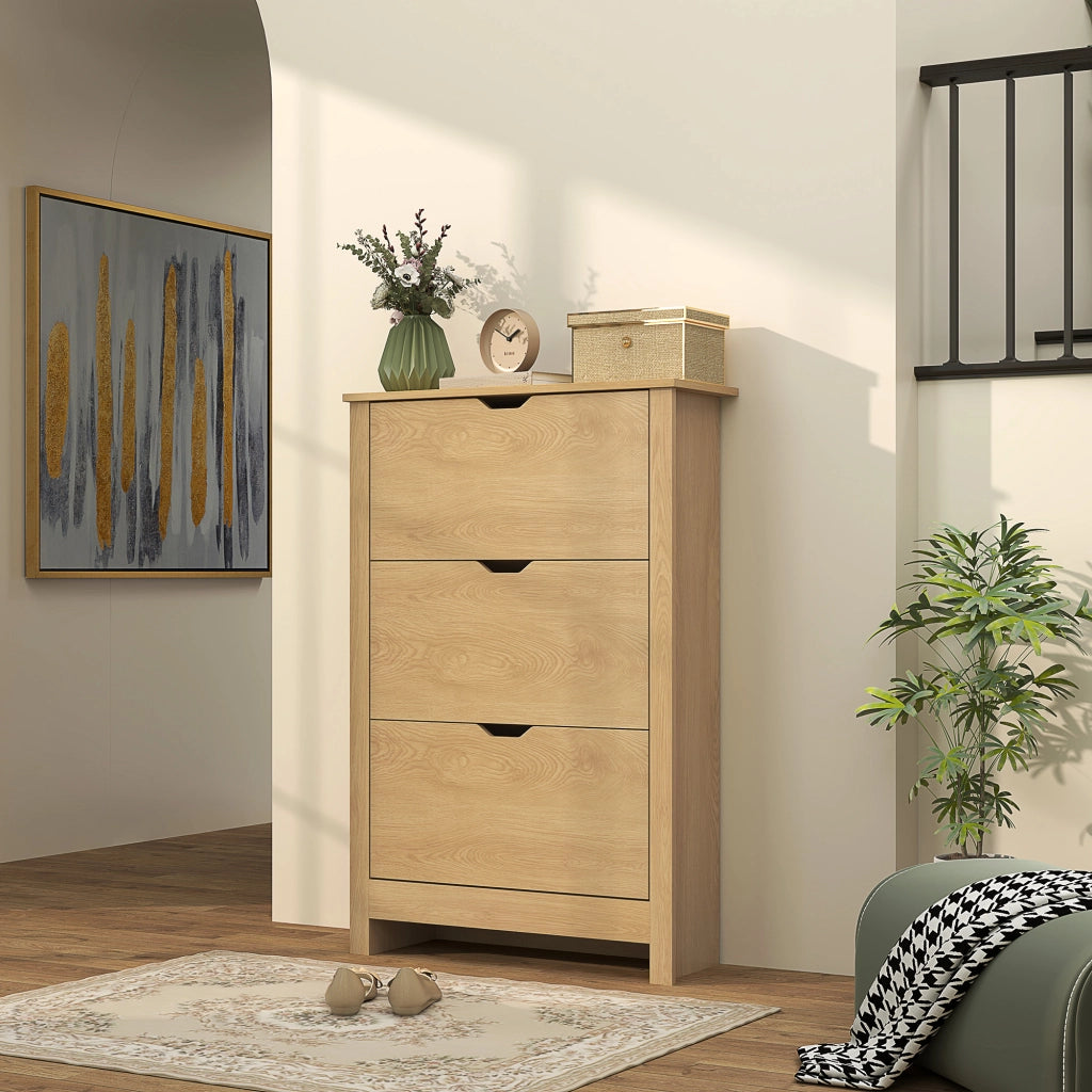 Scarpiera con Cassetti e Ripiani ¨C zephmum ¨C Naturale 72x26x112 cm