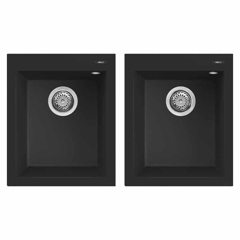 Lavello Elleci Incasso 2 vasche 41x50 Quadra 200 Keratek Plus Nero Black Assoluto LKQ20086