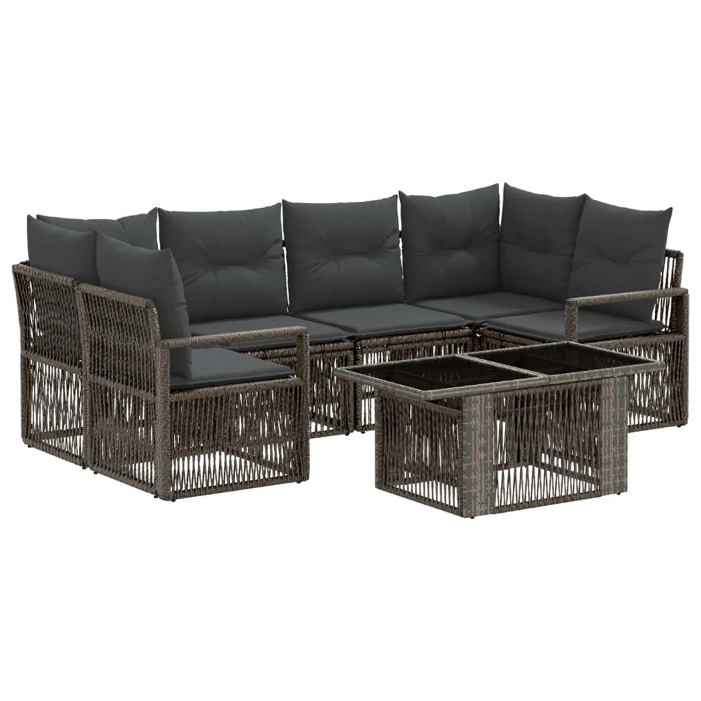 Set Divano da Giardino 7 pz Grigio e Grigio Scuro polyrattan 3437057