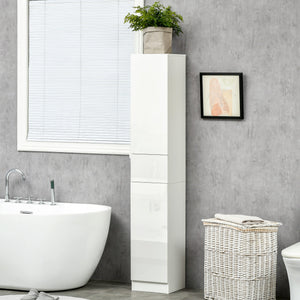 Colonna Bagno 1 Cassetto 2 Armadietti 30x28x170 cm in Legno truciolare e MDF Bianco Lucido