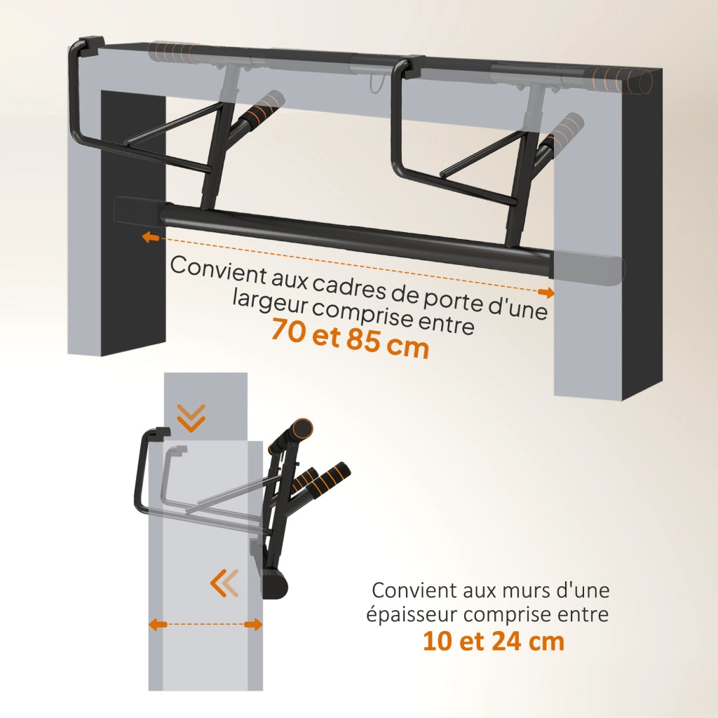 Barra di Trazione Porta con Bande di Resistenza ¨C zephmum ¨C 100x43x27 cm Nero