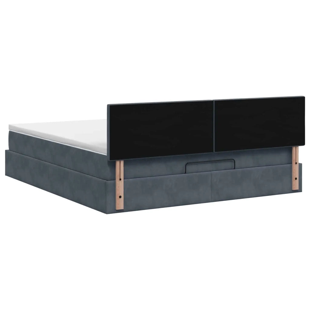 Letto Ottomano con Materasso e LED Grigio Scuro 140 x 190 cm 3457066