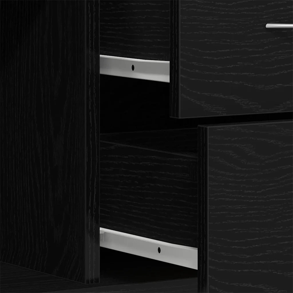 Credenza Rovere Nero 88x30x64 cm in Legno Multistrato 862446
