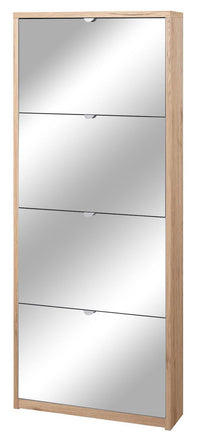 Scarpiera 4 Ante con Specchio 63x154x18 cm Rovere Naturale