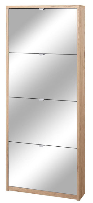 Scarpiera 4 Ante con Specchio 63x154x18 cm Rovere Naturale