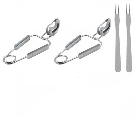 Set di servizio per escargot premium - Forchetta in acciaio inox - Strumento multifunzionale per servizio - Forchetta ergonomicamente progettata - Per frutti di mare - Design elegante - Forchetta da servizio