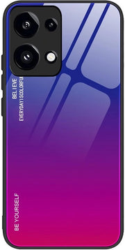 Coprimessa Resistente a Urto - Ultradurata - Bumper in TPU - Vetro 9H Resistentente all'Usura - Antiscratto - Colorazione a Strisce Blu-Rosso - Protezione per Telefono