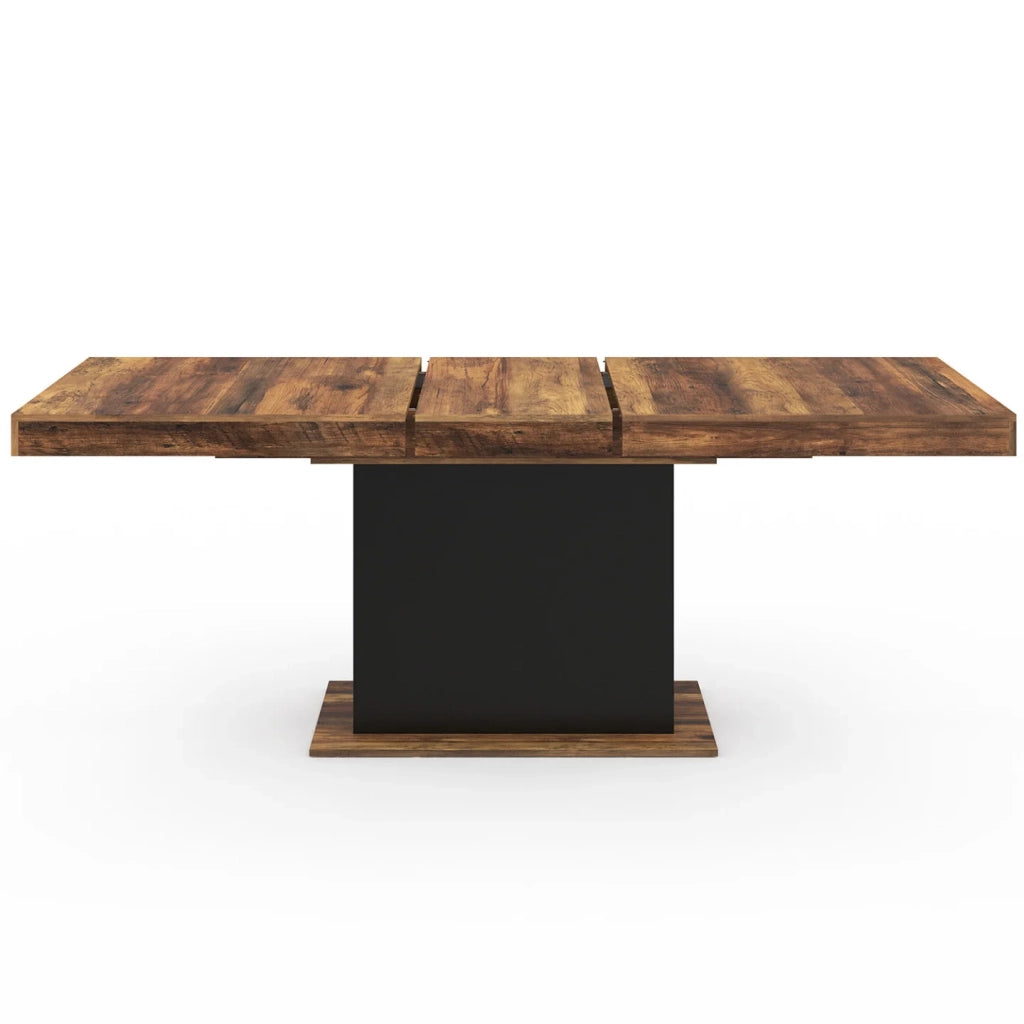 IDMarket - EDEN mesa de comedor extensible HAWKINS tapa de madera oscura 6-10 personas 160-200cm
