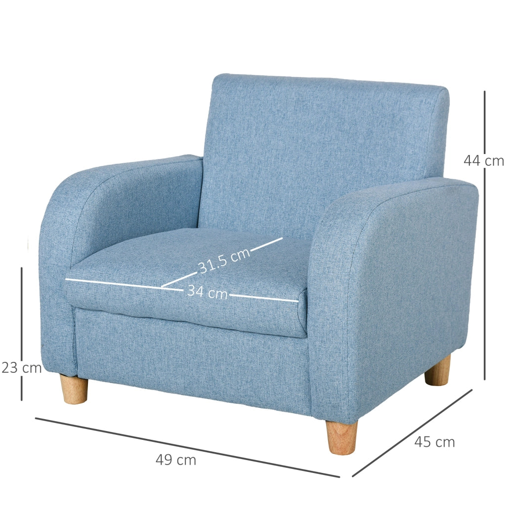 Poltrona per Bambini in Tessuto per Cameretta con Imbottitura, Max. 65 kg, 49x45x44 cm, Blu