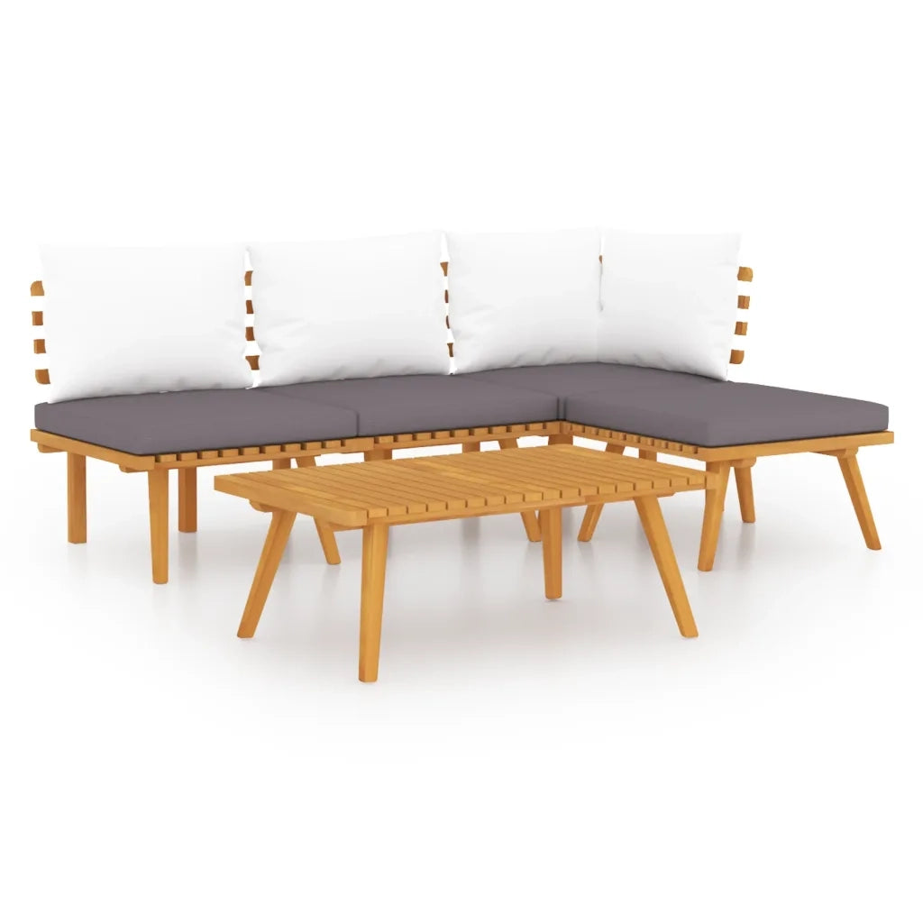 Set Divani da Giardino 5 pz | Set Salotto da Giardino con Cuscini in Massello di Acacia