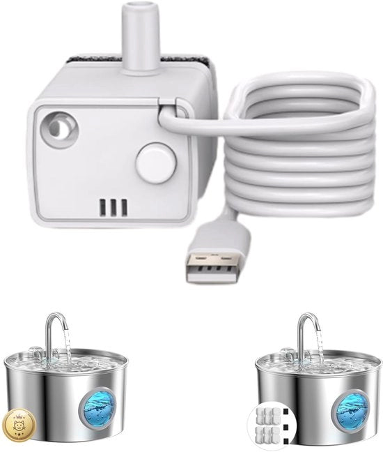 Ultra silenziosa - 0,8 W basso consumo energetico - lunga durata - con luce LED - facile da pulire - compatibile con la fontana per gatti in acciaio inox GIOTOHUN