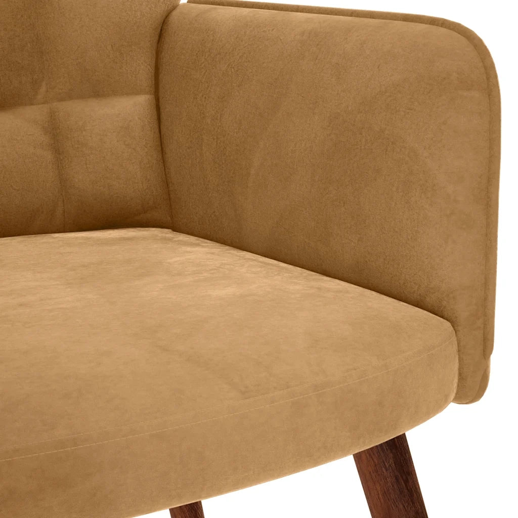 Divano Sedia-Poltrona Relax con Poggiapiedi Marrone in Velluto 466856