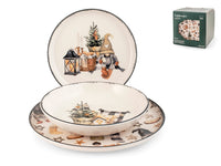 Servizio 18 pazzi tavola country winter in stoneware decorato