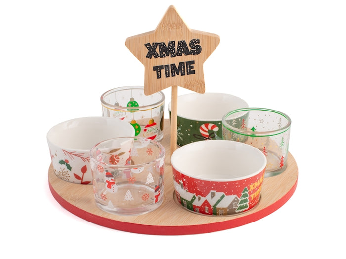 Confezione 8 pezzi natale con base in bambù