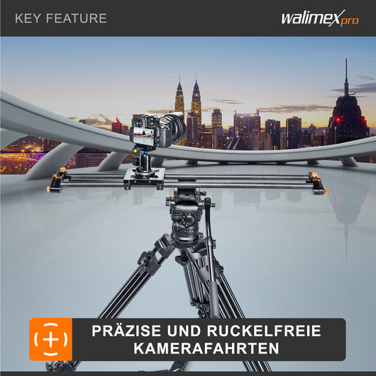 Walimex Pro Carbon Video Slider Pro (100 cm, movimenti fluidi della fotocamera, inclusa borsa per il trasporto e livella) nero