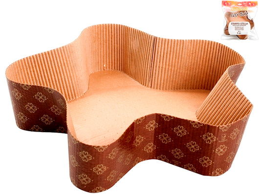 Confezione 3 stampi stella pandoro easy bake in carta gr 500 cm 25x25x6 h 