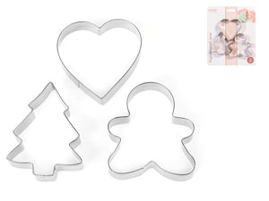 Confezione 3 tagliabiscotti in acciaio inox