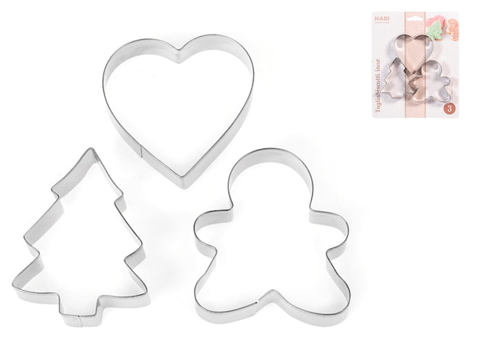 Confezione 3 tagliabiscotti in acciaio inox