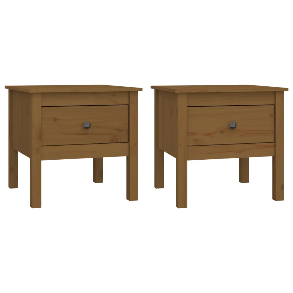 Tavolini 2 pz Marrone Ambrato 50x50x49cm Legno Massello di Pino 813801