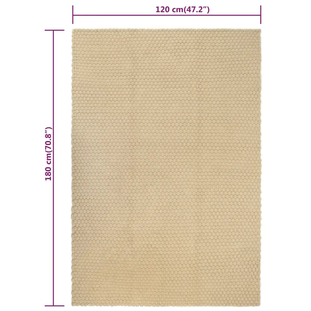 Tappeto Rettangolare Naturale 120x180 cm in Cotone 345111