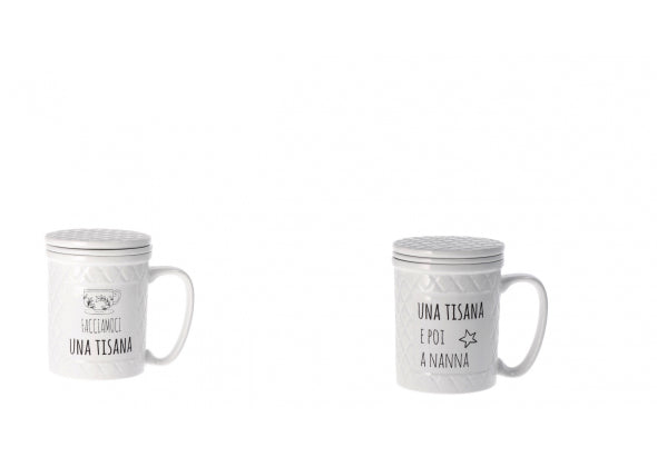 Tisaniera in ceramica con coperchio e filtro