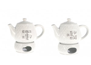 Teiera in ceramica con riscaldatore