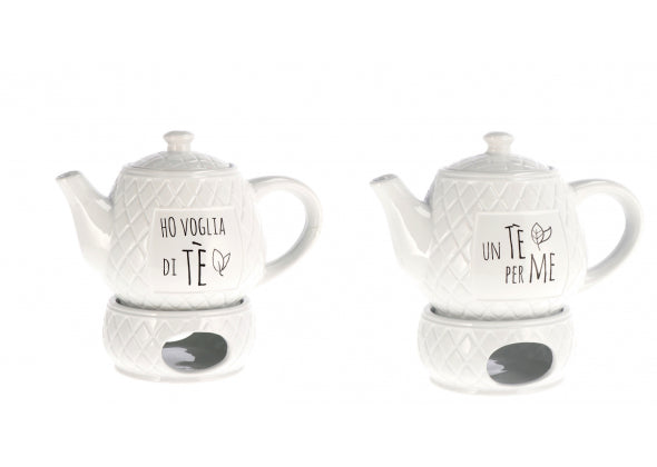 Teiera in ceramica con riscaldatore