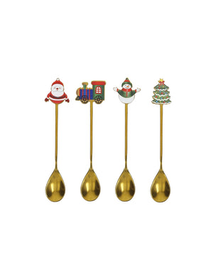 Cucchiaino Gold Sog Natalizi Ass Set 4 Pezzi Inox