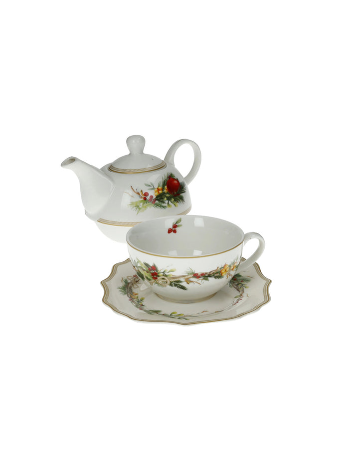 Teiera C/Tazza E Piattino Carol Bianco New Bone China