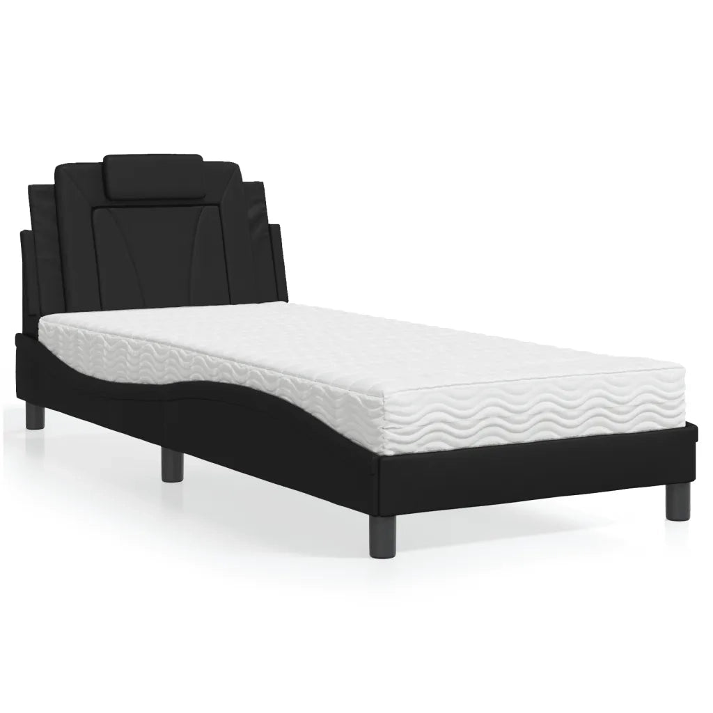 Letto Viana con Materasso Nero 90x190 cm in Similpelle 3208761