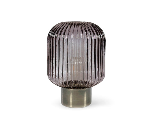 Lampada led lumia in vetro colore purple con base in metallo colore bronzo cm 15,5x23