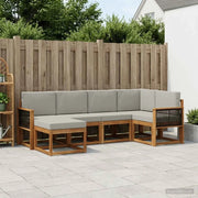 Set di divani da esterno 6 pcs Naturale e Grigio Chiaro