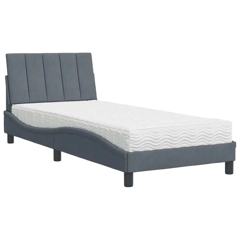 Letto con Materasso Hanko Grigio Scuro 90x200 cm in Velluto 3208575