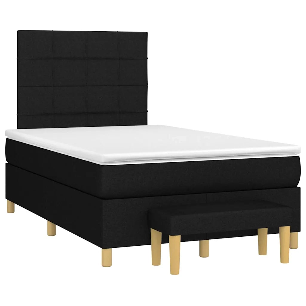 Giroletto a Molle con Materasso Nero 120x190 cm in Tessuto