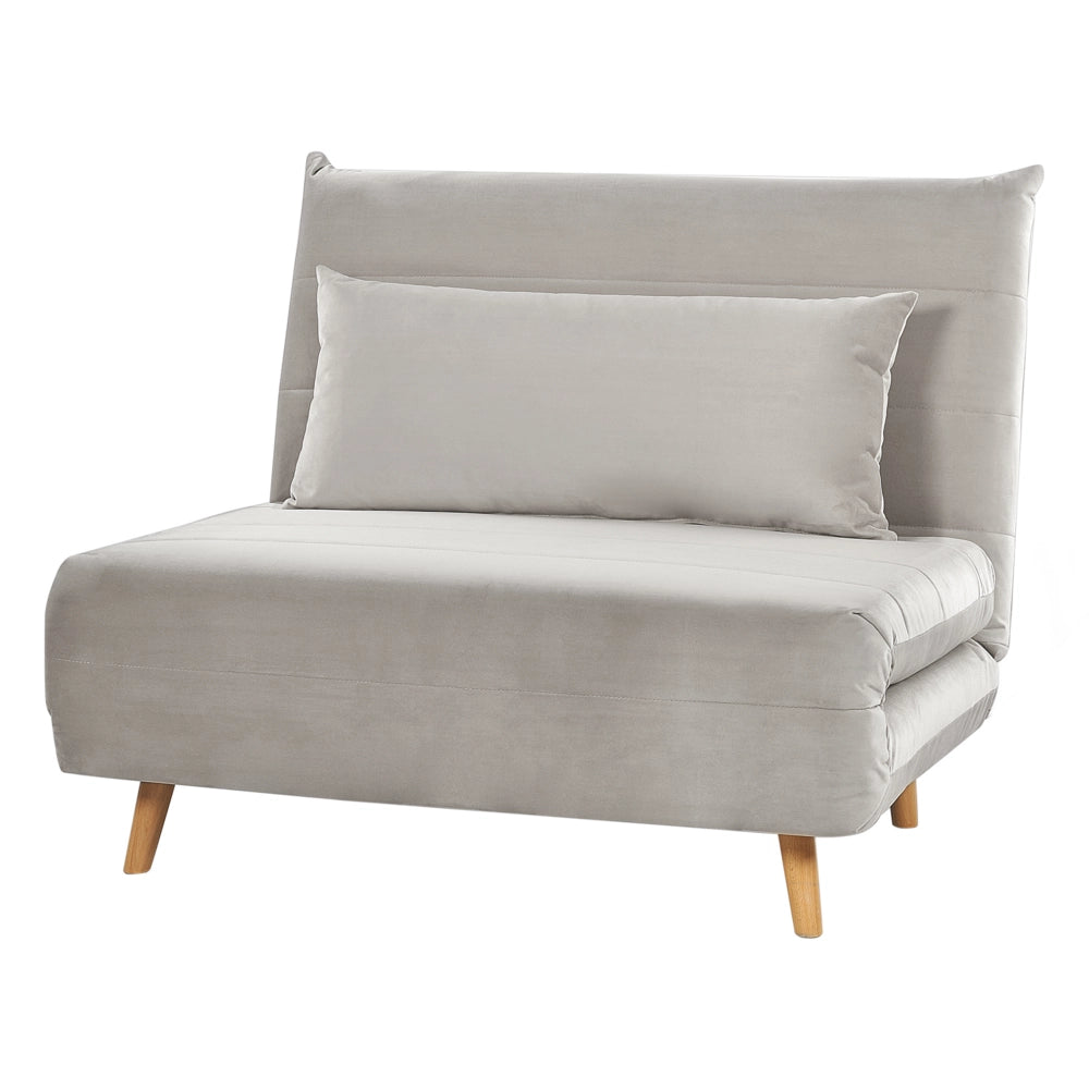 Divano letto piccolo in velluto grigio chiaro 1 posto letto pieghevole senza braccioli scandinavo