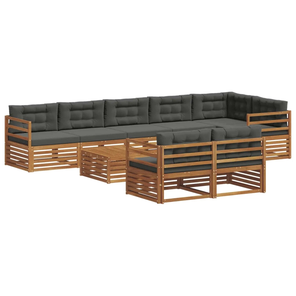 Set di divani da esterno con cuscino 9 pcs Naturale e Antracite