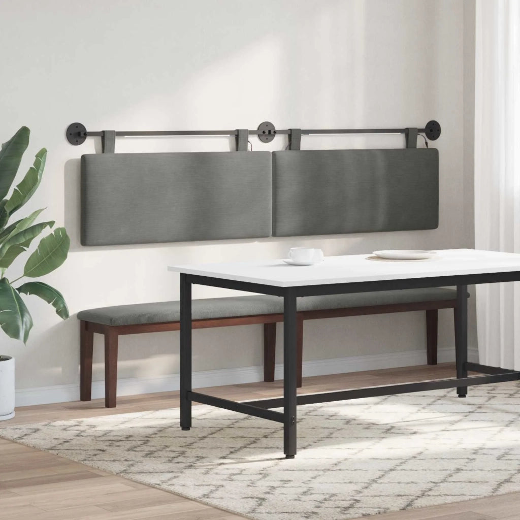 Testiera sospesa Con luce LED Grigio Scuro Tessuto in Cords