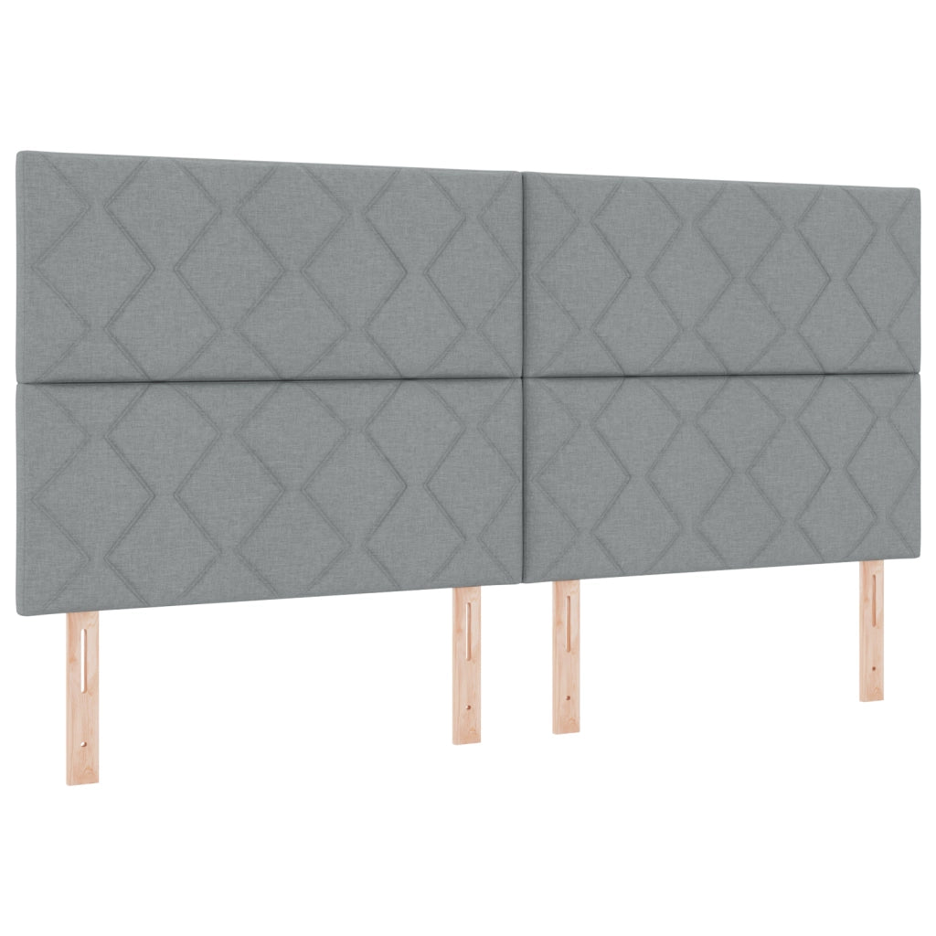 Letto con Box Spring e Materasso Grigio Chiaro 200x200 cm in Tessuto