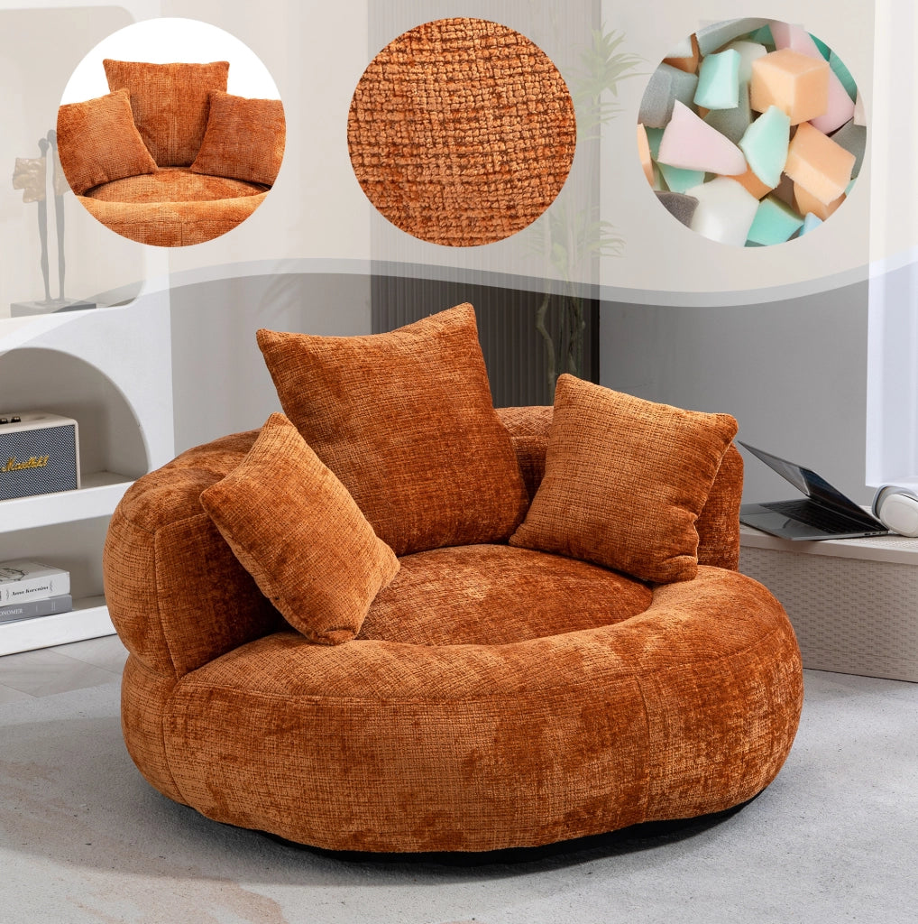 Sitzsack Lazy Sofa in Chenille Arancione 108 x 108 x 52 cm