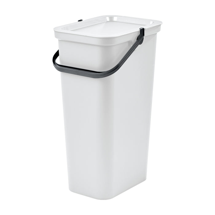 Pattumiera con manico e blocco di chiusura (40 litri) Bianco/grafite